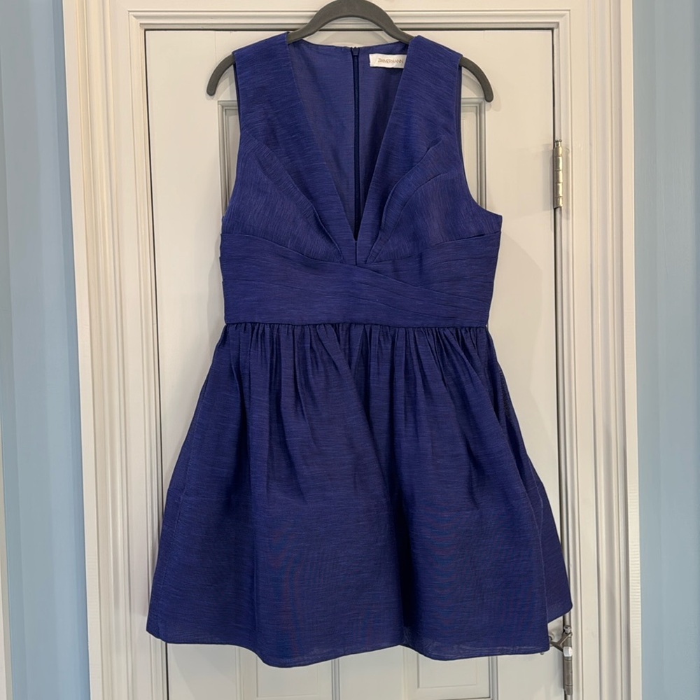 Sleeveless Deep Blue Fit-and-Flare Dress